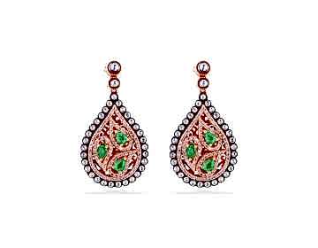 Elmas,Pırlanta Ve Damla Zümrüt Küpe Elmas,Pırlanta Ve Damla Zümrüt Küpe