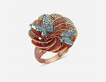 Kelebekli Telkari Pırlanta Yüzük Kelebekli Telkari Pırlanta Yüzük