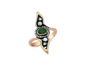 Oval Zümrütlü,Elmaslı Pırlanta Yüzük Oval Zümrütlü,Elmaslı Pırlanta Yüzük