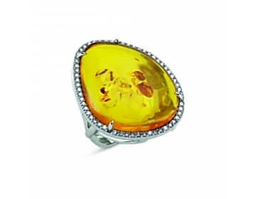 Pırlanta Ve Kehribar Taşlı Yüzük Pırlanta Ve Kehribar Taşlı Yüzük