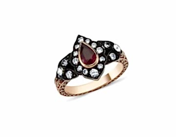 Pırlanta,Elmas ve Damla Yakutlu Yüzük Pırlanta,Elmas ve Damla Yakutlu Yüzük