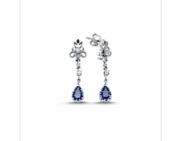 Seylan Safirli Ve Pırlantalı Küpe Seylan Safirli Ve Pırlantalı Küpe