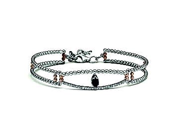 Tek Sıra Pırlanta ve Safir Altın Kelepçe Bilezik