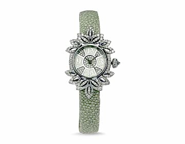 Yaprak Desenli Pırlantalı Altın Bayan Saati Yaprak Desenli Pırlantalı Altın Bayan Saati