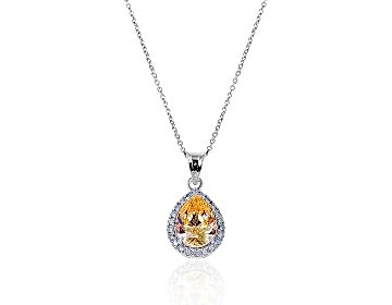 Pırlantalı ve Strin Taşlı Damla Kolye