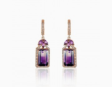 Pırlantalı Fantazi Ametist Küpe